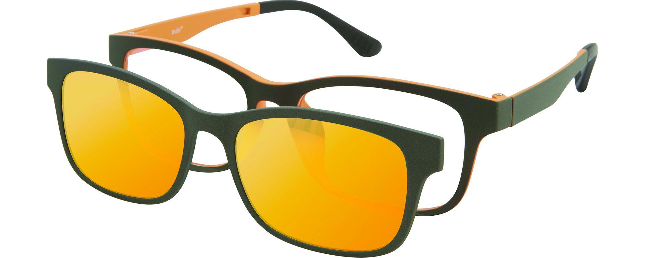 VC-1 Grey Pumpkin with Orange Mirror Clip | Väri Eyewear