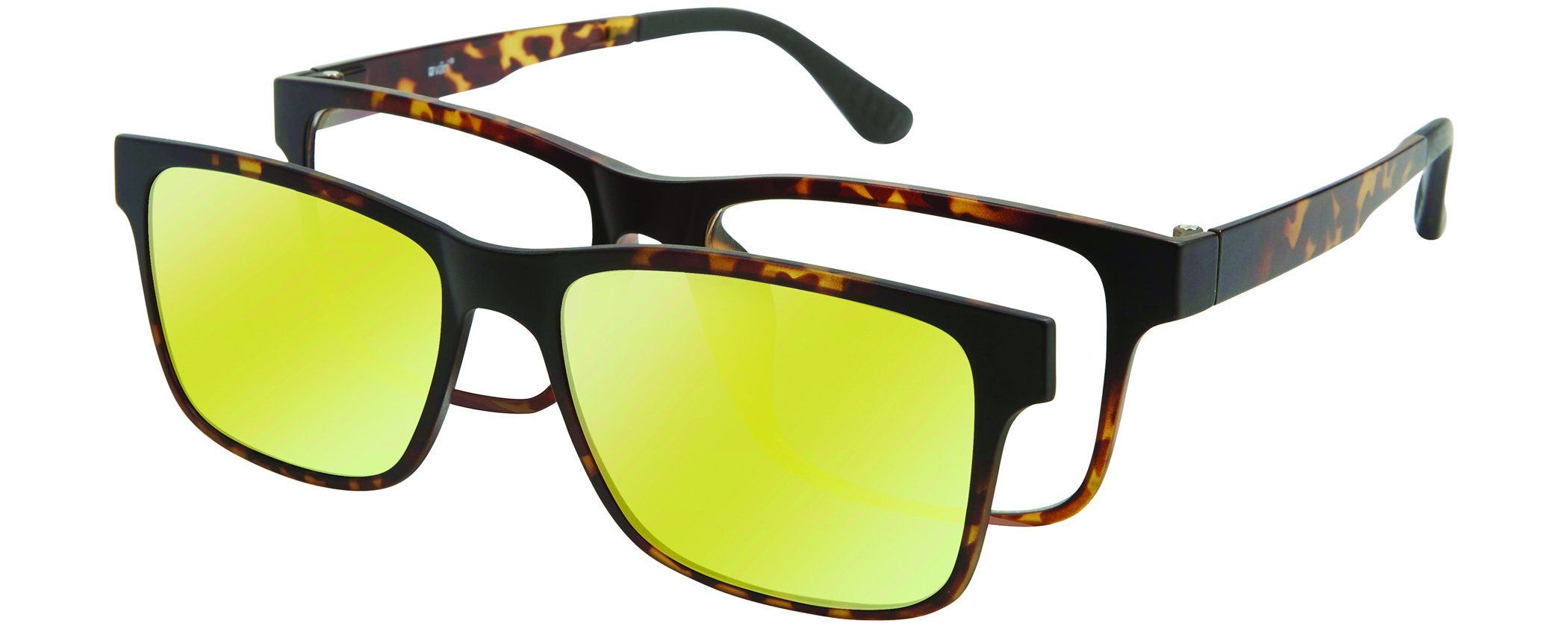 VC-2 Tortoise with Yellow Mirrored Clip | Väri Eyewear