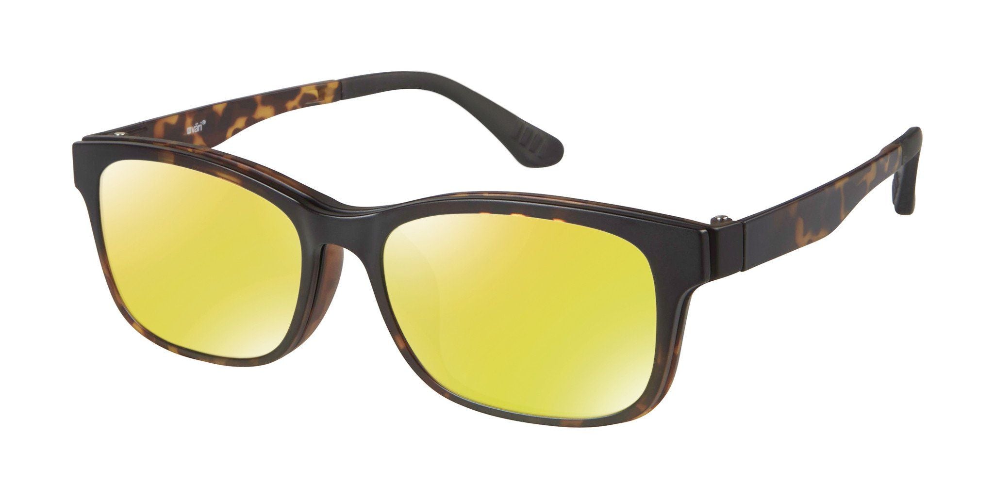 VC-1 Tortoise with Yellow Mirrored Clip (Wholesale) | Väri Eyewear