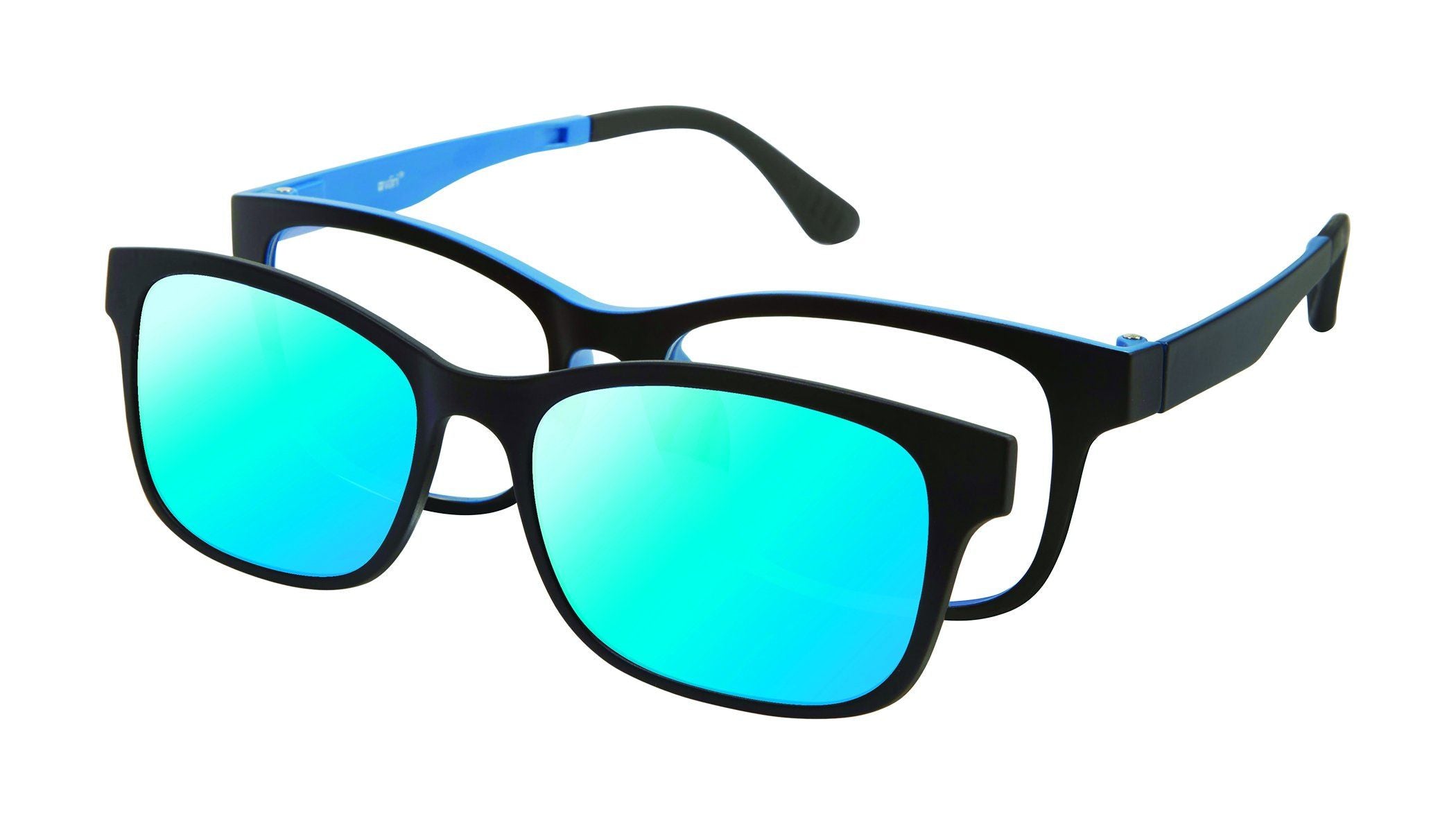 VC-1 Black Blue with Blue Mirrored Clip | Väri Eyewear