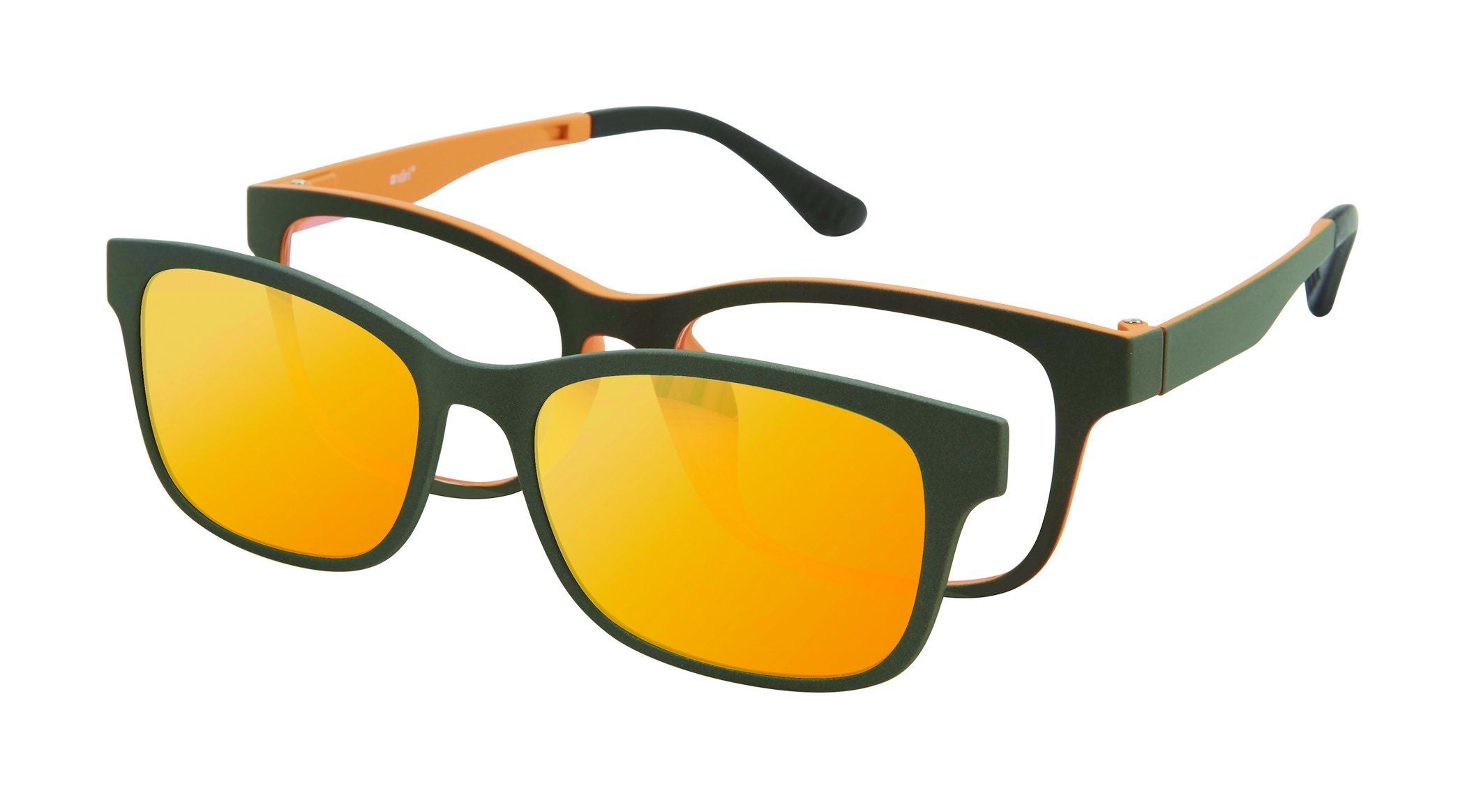 VC-1 Grey Pumpkin with Orange Mirror Clip | Väri Eyewear