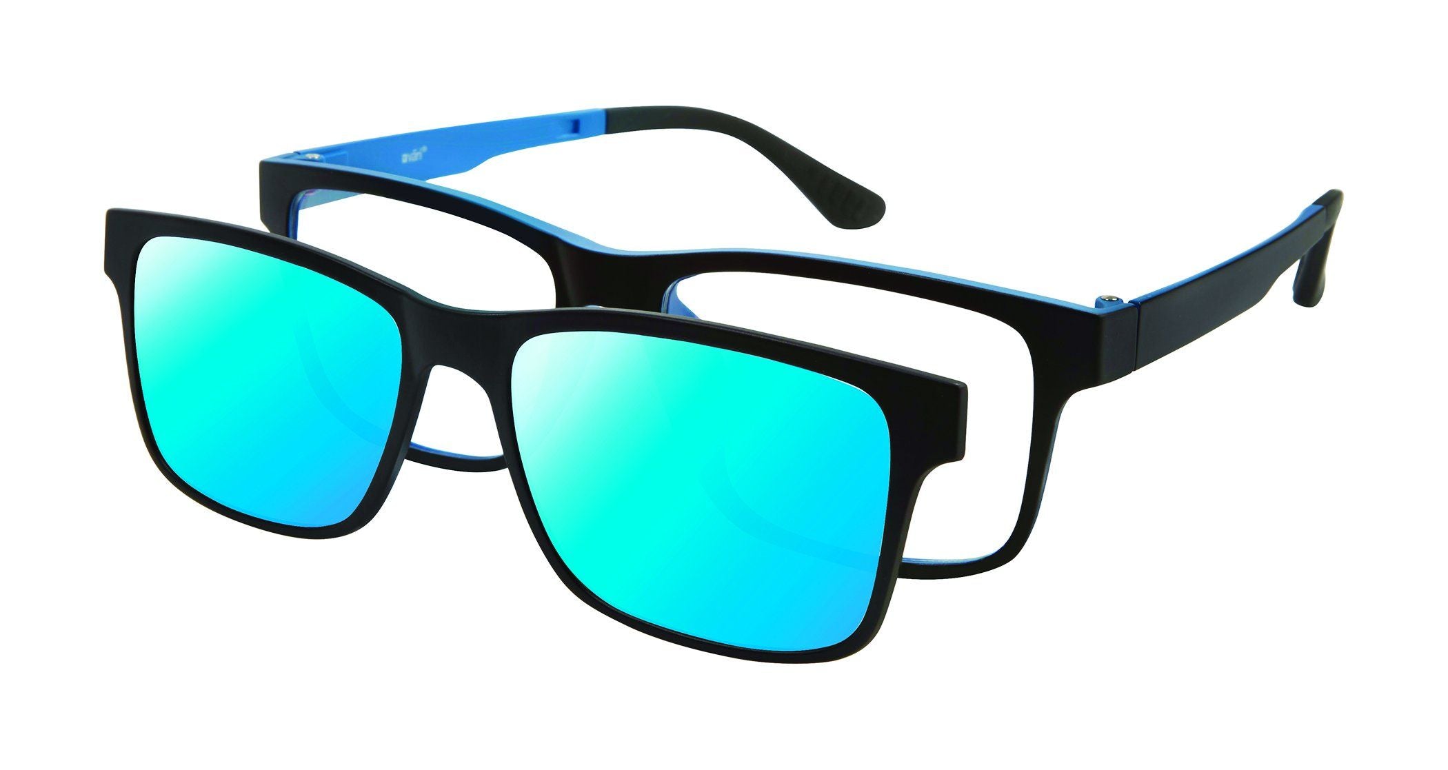 VC-2 Black Blue with Blue Mirrored Clips (Wholesale) | Väri Eyewear